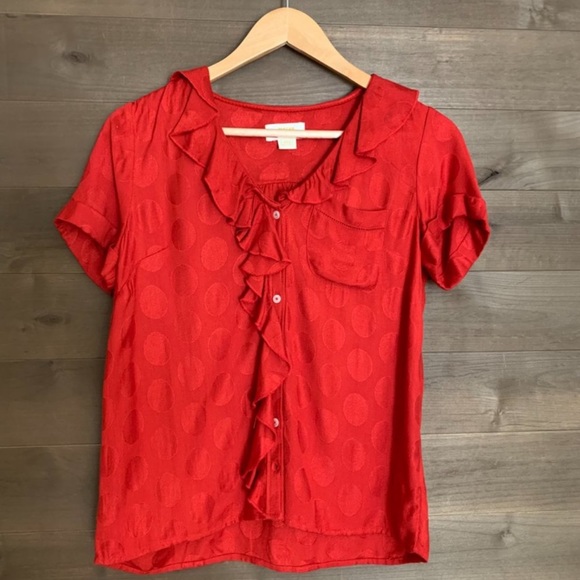 Anthropologie Maeve Jojo Ruffled Polka Dot Blouse - Size M - Picture 4 of 6